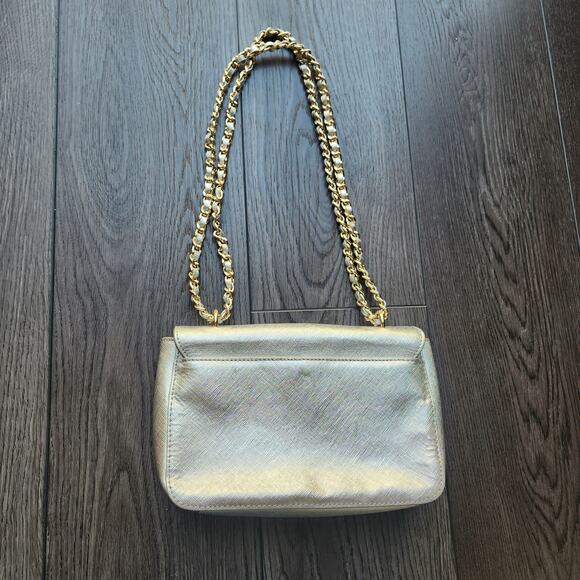 Tory Burch Silver Saffiano Leather Robinson Flap Shoulder Bag - Picture 6 of 7